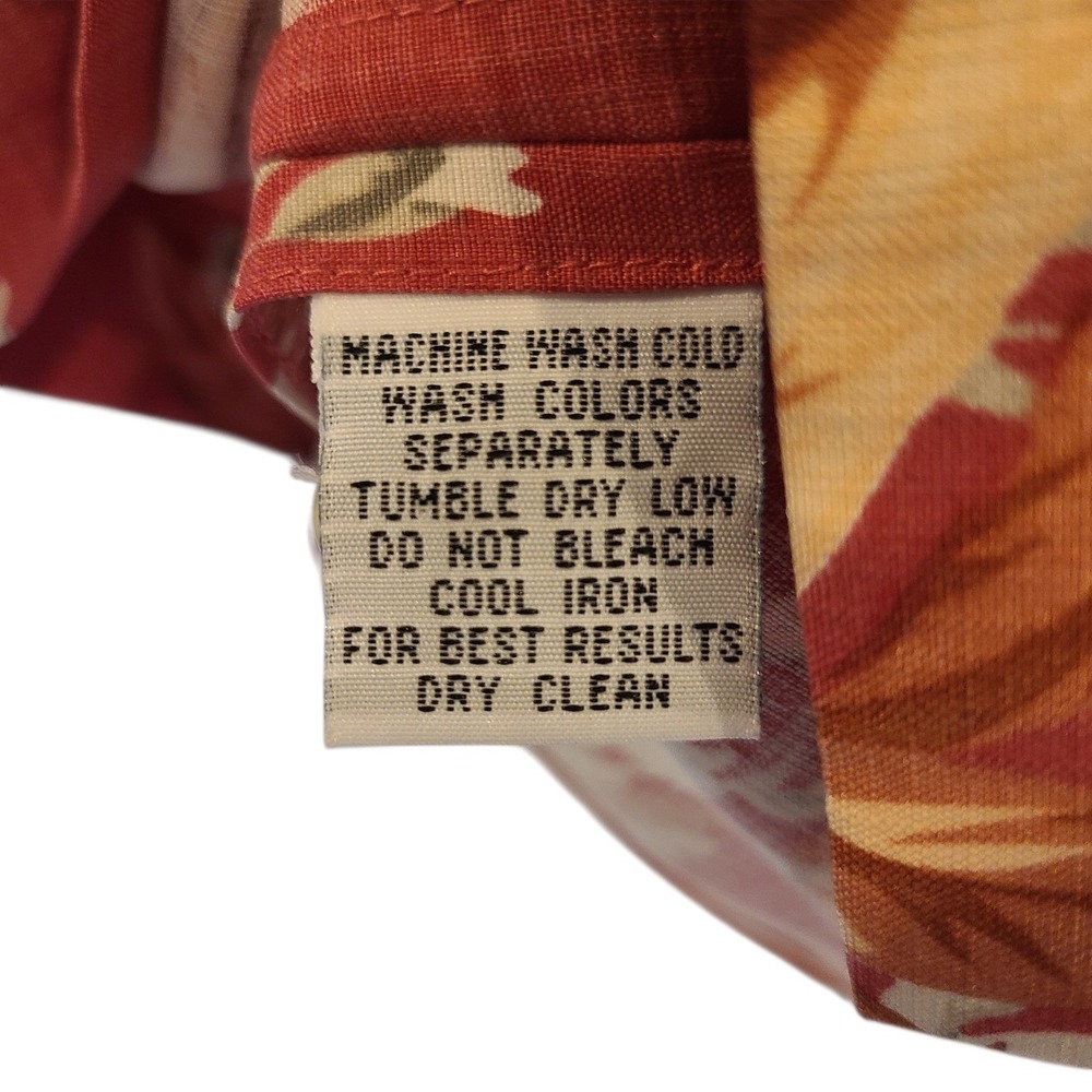 Tommy Bahama Womens Large Red Silk Tropical Palm Leaf Floral Camp Shirt Hawaiian - Picture 7 of 7